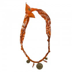 Collier bandana Wild Desert orange doré - Charms dorés & Médaille - BADHANATI