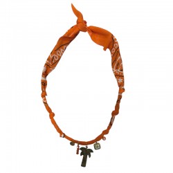 Collier bandana Wild Desert orange doré - Charms dorés & Palmier - BADHANATI