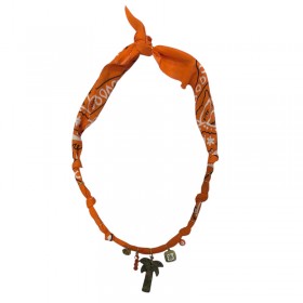 Collier bandana Wild Desert orange doré - Charms dorés & Palmier - BADHANATI