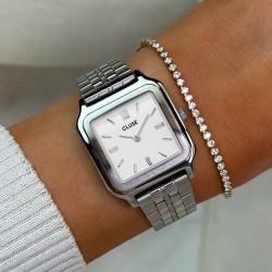 Montre Gracieuse Steel White, Silver Color, cadran carré argent