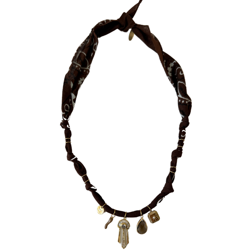 Collier bandana Wild Desert choco doré - Charms & Coiffe amérindienne