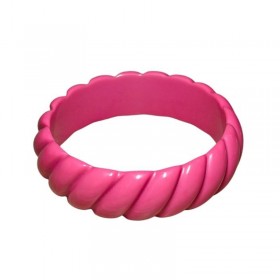 Bracelet Jonc large Miles Lipstick - Acétate rose torsadé - Feeka