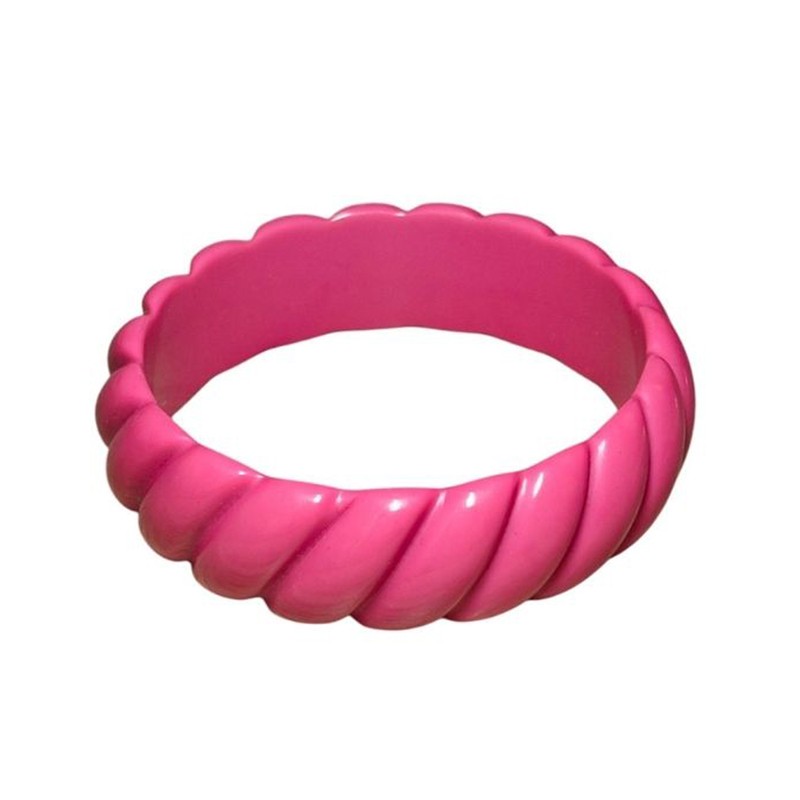 Bracelet Jonc large Miles Lipstick - Acétate rose torsadé - Feeka