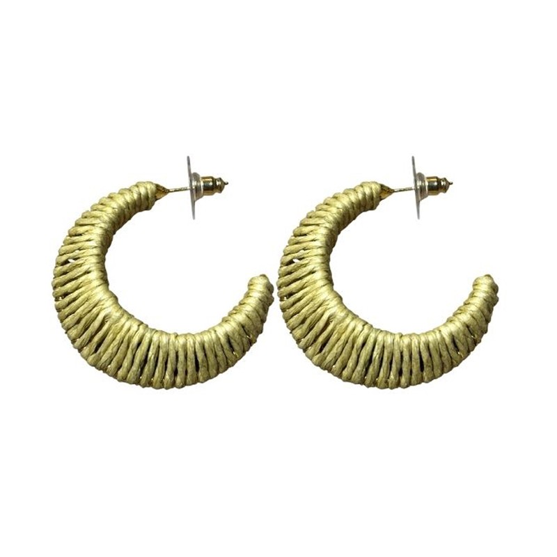 Boucles d'oreilles créoles MEYLINA raphia Beige