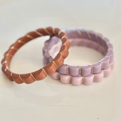 Bracelet Jonc pétales SUZON LILAS & Fil doré