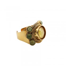 Bague large ajustable JASMINE NEW Or - Citrine & Serpentines - LA2L