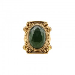 Bague large ajustable JASMINE GM Or - Serpentine & Citrines LA2L