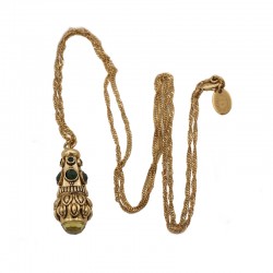 Collier sautoir doré JASMINE PENDULE Or - Serpentine & Citrine - LA2L