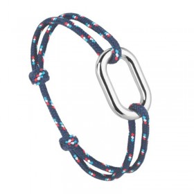 Bracelet BÔME Cordon bleu blanc rouge & Maillon ovale argent - Le Vent à La Française