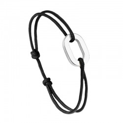 Bracelet MAILLAGE Cordon noir & Maillon ovale argent - Le Vent à La Française