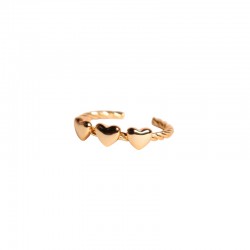 Bague fine ajustable coeurs SACHA TRIPLE  Or - Waekura