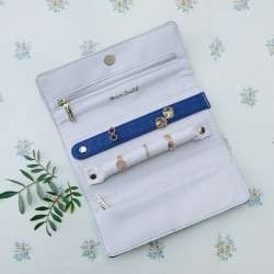 Pochette à Bijoux CATHERINE Simili cuir Bleu - Rangements multiples