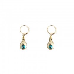 Boucles d'oreilles mini-créoles dorées - Pendentif Oeil protecteur - JORGINA