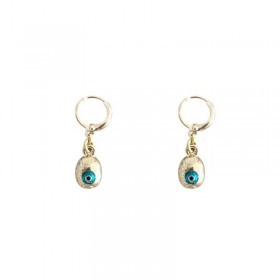 Boucles d'oreilles mini-créoles dorées - Pendentif Oeil protecteur - JORGINA