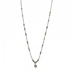 Collier sautoir cordon ajustable fin PEGGY doré - Pierre de Lune - Clo&Lou