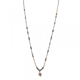 Collier sautoir cordon ajustable fin PEGGY doré - Pierre de Lune - Clo&Lou