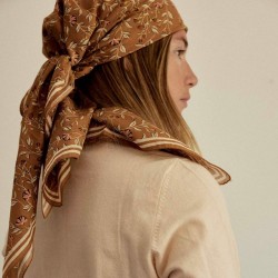 Foulard en voile de coton - BOHEME NOISETTE