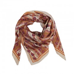 Foulard en voile de coton - FLORES GRENAT