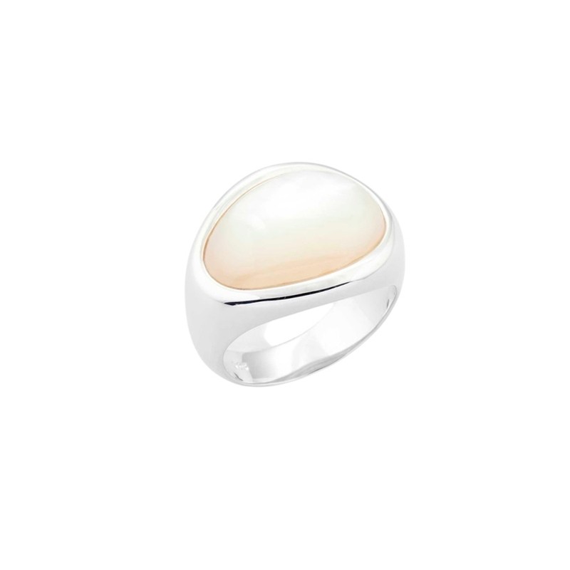 Bague en argent & Nacre blanche ovale design TAILLE 58