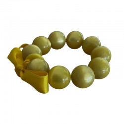 Bracelet élastiqué Perles Résine VERT OLIVE & ruban satin - L- 20mm - Zoé Bonbon