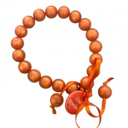 Bracelet élastiqué Perles Résine ORANGE & ruban satin - 1 cm ZOE BONBON