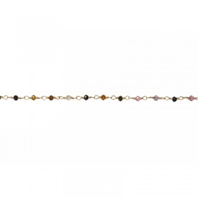 Bracelet INDE - Chaîne fine dorée & Tourmalines multicolores facettées