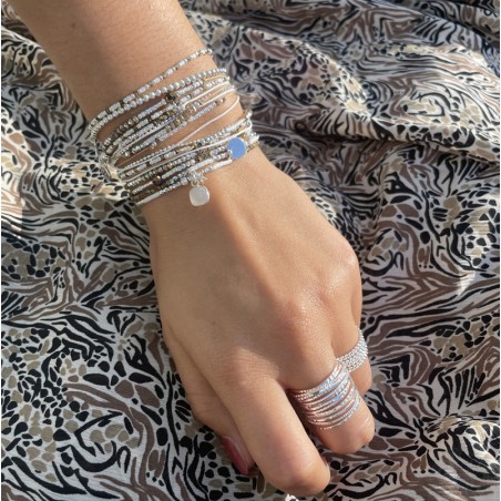 Bracelet argent élastique «discrète» - blanc - Bijoux Les Jolies