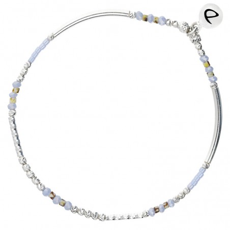 Bracelet perles cristal swarovski et tube argent - au coeur des