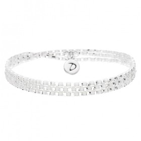 Bracelet élastiqué TRIPLE TOURS IBIZA Argent- Miyuki blanches - signé DORIANE Bijoux