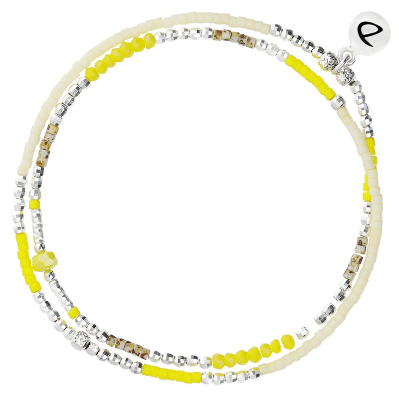 Bracelet twistband élastique perroquet jaune en porcelaine