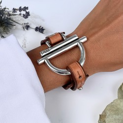 Bracelet fin en cuir véritable pour femme, métal doré, bracelet de