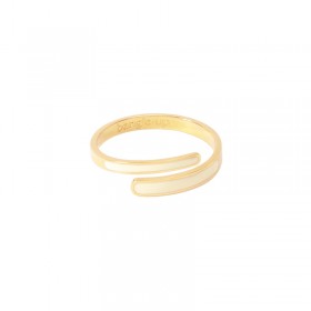 Bague fine ajustable enroulée TARA Or - Email Blanc Sable BANGLE UP