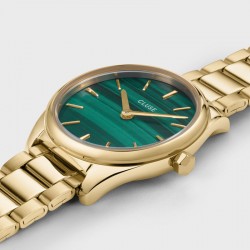 Montre Féroce Mini Steel Green Gold, cadran rond vert & bracelet oyster doré