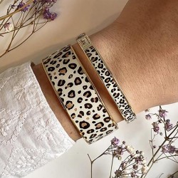 Bracelet Jonc manchette TINA Blanc sable doré