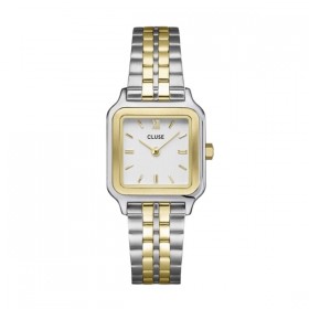 Montre Gracieuse  petite, couleur or argent, cadran carré blanc & bracelet oyster CLUSE MONTRES