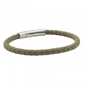 Bracelet jonc homme Tressé serpent rond kaki