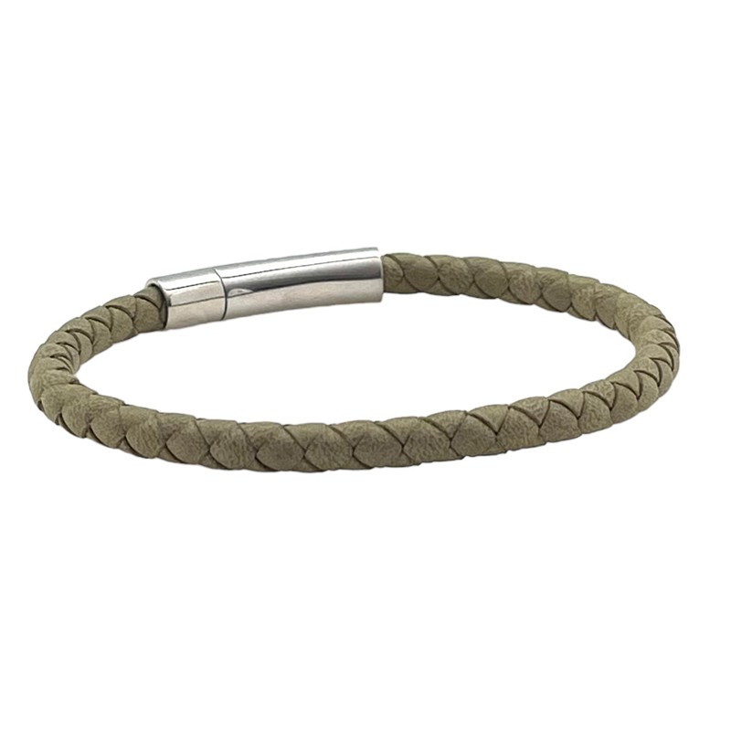 Bracelet jonc homme Tressé serpent rond kaki