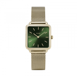 Montre La Tétragone Mesh Green, Gold - Bracelet milanais - Montre CLUSE