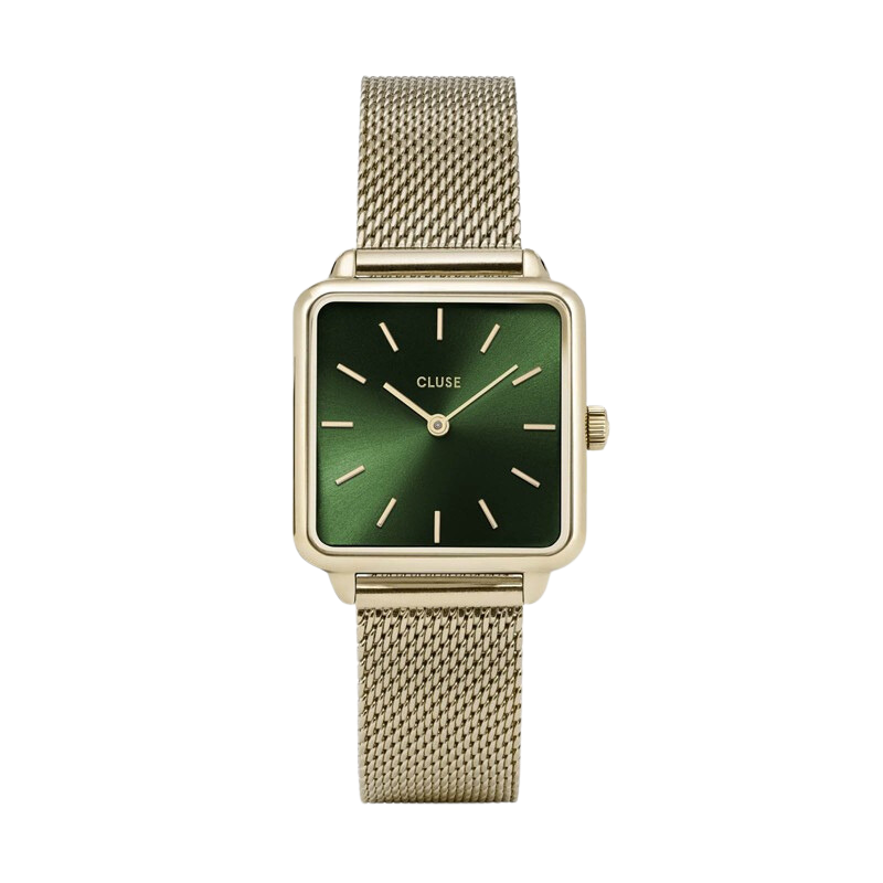 Montre La Tétragone Mesh Green, Gold - Bracelet milanais - Montre CLUSE