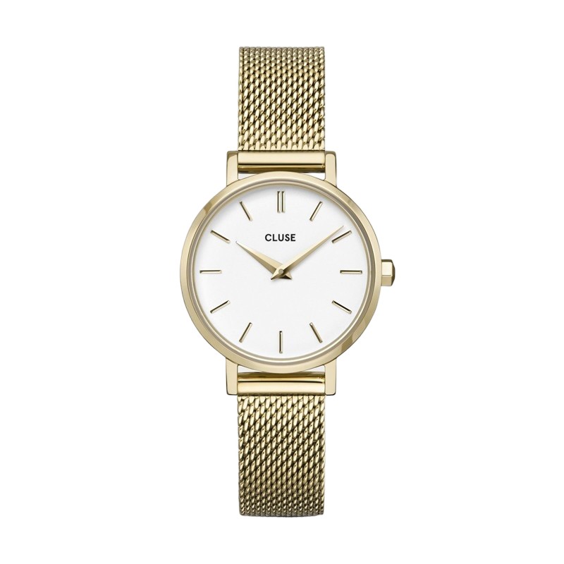 Montre Boho Chic Petite Mesh, couleur or, cadran rond blanc CLUSE