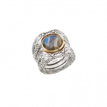 Bague 3 en 1 Argent argent dor Anneaux antiques Labradorite