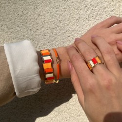 Bracelet jonc ouvert BANGLE Orange Tangerine doré