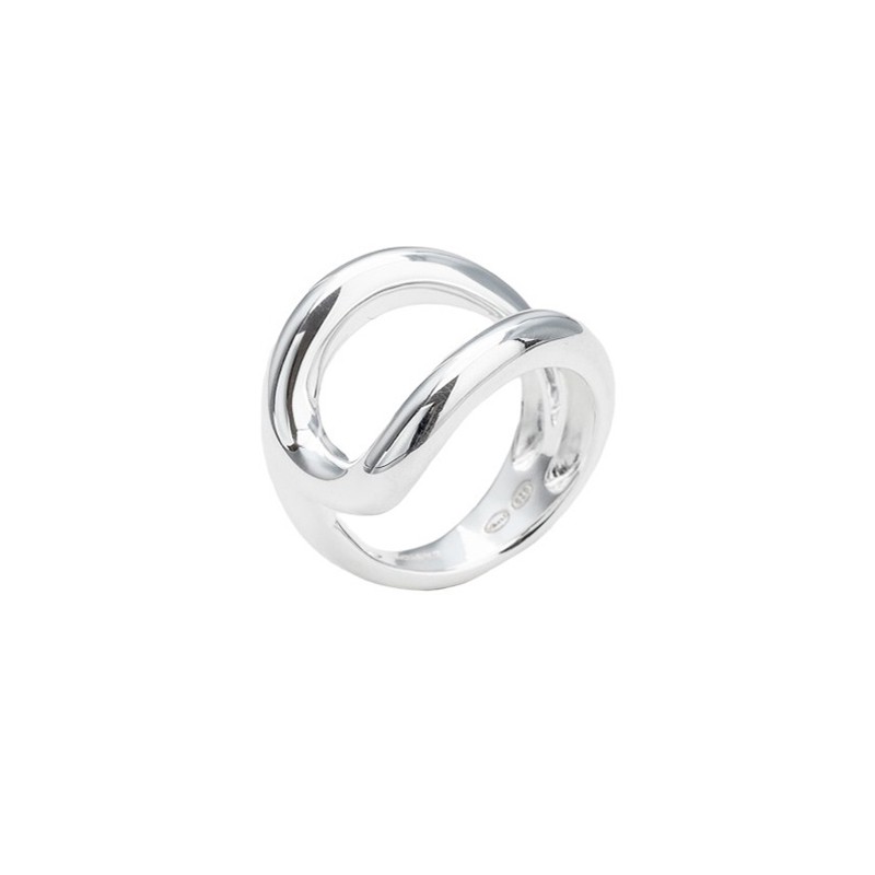 Bague large en Argent - Anneaux ronds évidés & Boucle design CANYON BIJOUX