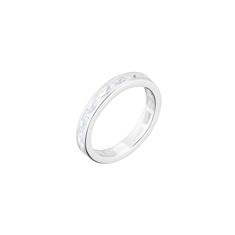 Bague fine ALLIANCE Argent - Anneau navettes, orné zircons blancs - CANYON