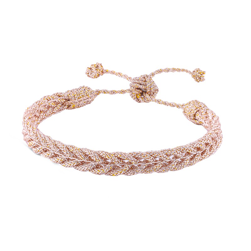 Bracelet fin ajustable BRAIDED Rose Gold - Fils d'or tressés - Maaÿza