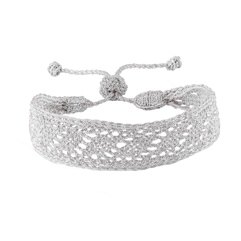 Bracelet fin ajustable DAQIQ Silver - Fils d'or tressés - Maaÿza