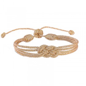 Bracelet fin ajustable DOUBLE KNOT Gold - Fils d'or tressés - Maaÿza