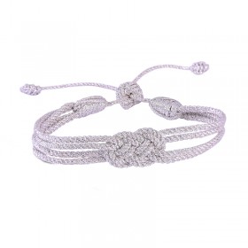 Bracelet fin ajustable DOUBLE KNOT Silver - Fils d'or tressés - Maaÿza