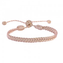 Bracelet fin ajustable EYA Rose Gold - Fils d'or tressés - Maaÿaz