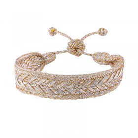 Bracelet fin ajustable INTERMIX Gold & Silver - Fils d'or tressés - Maaÿaz